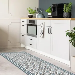 Tapis décoratif 99déco Yazir Dulce - blue/white - 50x200 cm pas cher