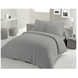 PARURE DE COUETTE LOVELY HOME - 220x240 cm - 100% COTON - GRIS CLAIR pas cher