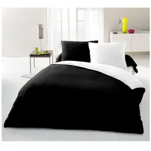 LOVELY HOME Parure housse de couette 2 personnes - 240x260 cm - 100% Coton - Bicolore Noir et blancVendu parrakuten