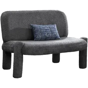 DANITA - Canapé 2 places design effet peau de mouton anthracite pas cher