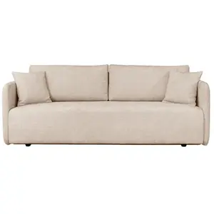 CELSY - Canapé 3 places convertible avec coffre en tissu beige pas cher