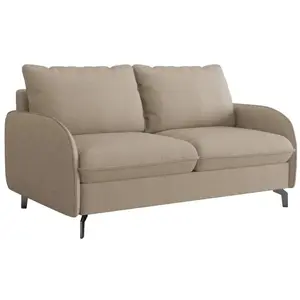 MARTINE - Canapé 3 places convertible rapido en tissu taupe matelas 14... pas cher