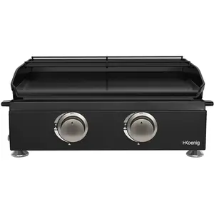 H.KOENIG PLX1022 - Plancha 2 brûleurs U noire fonte émaillée pas cher