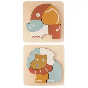 Trois Kilos Sept Lot de 2 puzzles bébé en bois pas cher