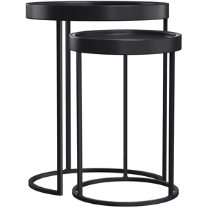 Table d'appoint en métal noir (lot de 2) - Rendez-Vous Déco pas cher