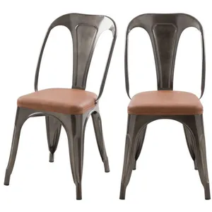 RENDEZ VOUS DECO Chaise indus Charly grise et marron (lot de 2) pas cher