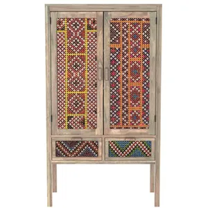 Armoire Massaï - RENDEZ VOUS DECO - 2 portes - 2 tiroirs - Cannage col...Vendu parcdiscount