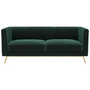 Canapé 2 places en velours vert foncé - Gatsby - Rendez-Vous Déco pas cher
