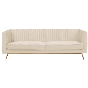 RENDEZ VOUS DECO Canapé Gatsby 3 places en velours beige