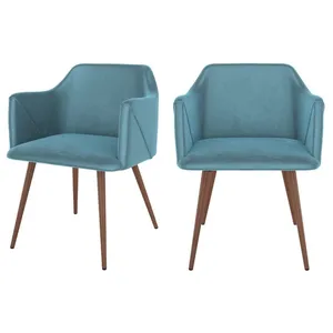 Chaise en velours bleu - RENDEZ VOUS DECO - Daisy - Lot de 2 - Avec ac... pas cher
