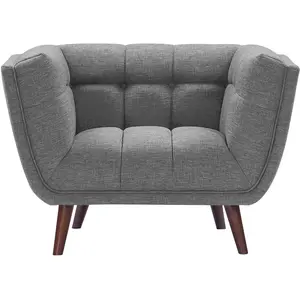 Fauteuil capitonné en tissu gris - Carmen - Rendez-Vous DécoVendu parcdiscount