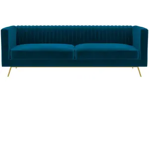 Canapé 3 places en velours bleu foncé - Gatsby - Rendez-Vous Déco pas cher