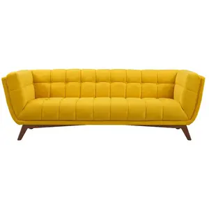 Canapé Mona 3 places en velours jaune - RENDEZ VOUS DECO - Fixe - Occasionnel - Moelleux pas cher