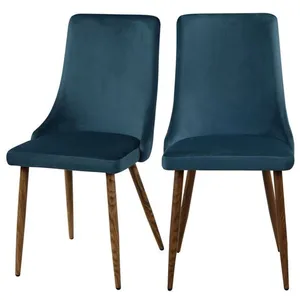 RENDEZ VOUS DECO Chaise Vinni en velours bleu (lot de 2) pas cher
