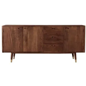 Buffet bas en bois massif - RENDEZ VOUS DECO - Colombo 3 portes 3 tiro...