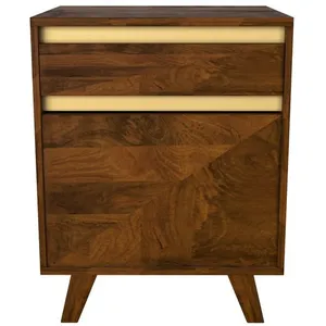 Table de chevet Tripoli en bois détails dorés pas cher