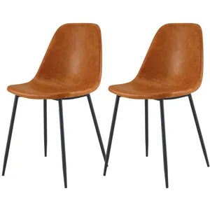 Chaises - Rendez-Vous Déco - Lot de 2 chaises en cuir synthétique camel pas cher