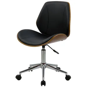 Chaise de bureau pivotante en bois en PU noir - Archie - Rendez-Vous Déco pas cher