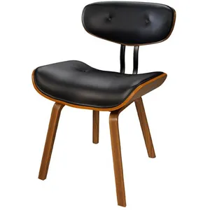 Chaise en PU noir et pieds en bois plié - Pétrus - Rendez-Vous Déco pas cher