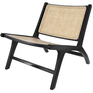 RENDEZ VOUS DECO Fauteuil Kilka en teck noir et rotin naturel pas cher