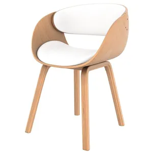 Chaise en bois clair et PU blanc - Adelmar - Rendez-Vous Déco pas cher