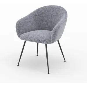 Chaises - Fauteuil en tissu gris chiné et pieds en métal noir -  Rendez-Vous Déco pas cher