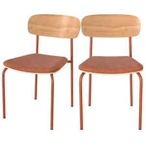 RENDEZ VOUS DECO Chaise Alba en bois et tissu terracotta (lot de 2) pas cher