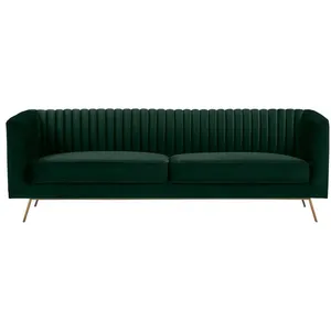 Canapé 3 places en velours vert foncé - Gatsby - Rendez-Vous Déco pas cher