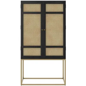 RENDEZ VOUS DECO Armoire Shellona noire en cannage pas cher