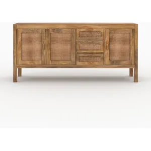 RENDEZ VOUS DECO Buffet Tiki 3 portes et 3 tiroirs en cannage pas cher