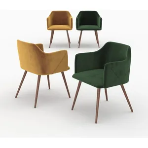 Pack 4 chaises en velours jaune et vert - Daisy - Rendez-Vous Déco pas cher