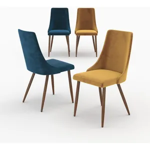 Pack 4 chaises en velours bleu et jaune - Vinni - Rendez-Vous Déco pas cher