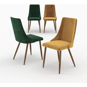 Pack 4 chaises en velours jaune et vert - Vinni - Rendez-Vous Déco pas cher