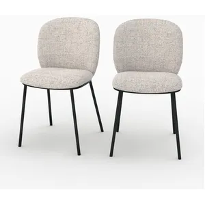 Lot de 2 chaises en tissu beige chiné - Adèle - Rendez-Vous Déco pas cher