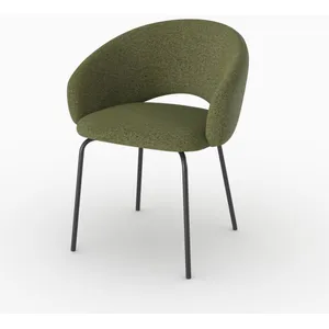 Chaise en tissu vert chiné et pieds noirs - Milly - Rendez-Vous Déco pas cher