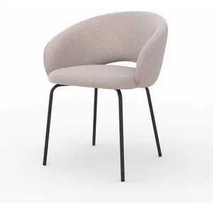 Chaise en tissu beige chiné et pieds noirs - Milly - Rendez-Vous Déco pas cher