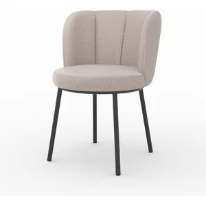 Chaise en tissu beige chiné et pieds noirs - Aby - Rendez-Vous Déco pas cher