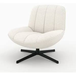 Fauteuil pivotant en tissu bouclé blanc cassé - Elvis - Rendez-Vous DécoVendu parcdiscount