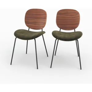 Chaises - Rendez-Vous Déco - Chaise en velours vert kaki (lot de 2) pas cher