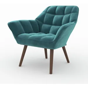 Fauteuils - Rendez-Vous Déco - Fauteuil en velours bleu canard pas cher