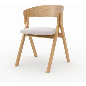 Chaise en bois d'hévéa et tissu beige -  Rendez-Vous Déco pas cher