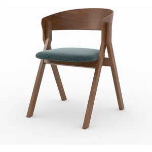 Chaise en bois dhévéa et tissu vert chiné - Héloïse - Rendez-Vous Déco pas cher