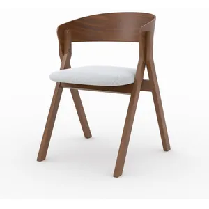 Chaise en bois d'hévéa et tissu gris clair - Héloïse - Rendez-Vous Déco pas cher