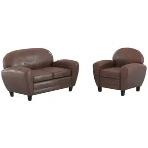 Ensemble canapé et fauteuil marron 3 places - Club - Club - Rendez-Vou... pas cher