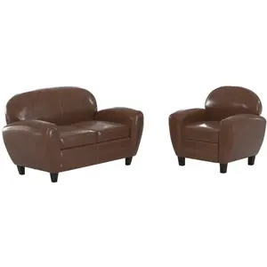 Ensemble canapé et fauteuil marron foncé 3 places - Club - Club - Rendez-Vous Déco pas cher