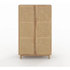 Armoire en bois massif de mindi et rotin - Delya - Rendez-Vous Déco pas cher