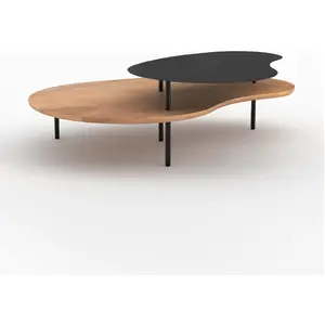 Tables gigognes en bois et metal noir (lot de 2) - Moji - Maison Pavane pas cher