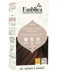 Emblica Coloration Végétale N°3.0 Châtain Foncé Profond Bio 100g pas cher