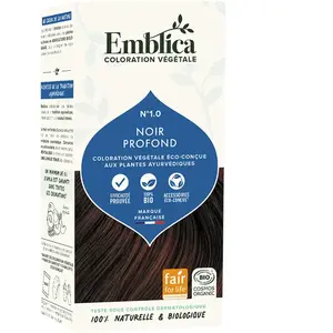 Emblica Coloration Végétale N°1.0 Noir Profond Bio 100g pas cher