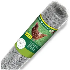 TERRE JARDIN Grillage à poule 1X10 m mailles acier renforcé ø 0.7 mm pas cher